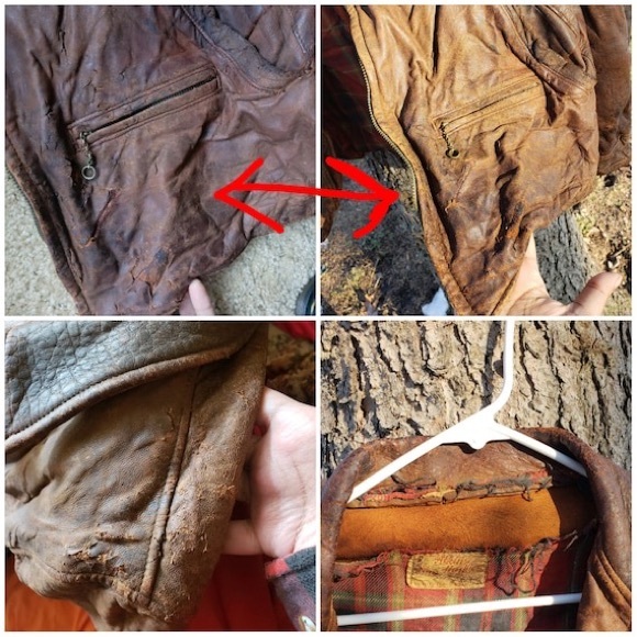 âSOLDâ Antique Biker Jacket 40s 50s Distressed - Picture 11 of 14